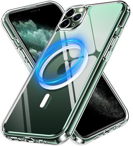 iVoler Chiaro Cover Magnetica per iPhone 11 Pro 5.8 Pollici, Compatibile con MagSafe, [Anti Ingiallimento] [Antiurto di Grado Militare] Custodia Trasparente Sottile Antigraffio Rigida PC Case