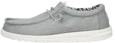 HEYDUDE Wally Canvas Herren - Slip on Schuhe - Mokassin Stil, Light Grey, 46