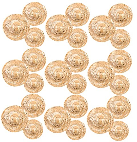 Abaodam 36 Stück Geflochtene Strohhüte Kappen Mini-Zylinder Gewebter Hut Ornament Mini-Hut-Figuren Mini-Hut DIY-Requisiten -Requisiten Mini- -Dekoration