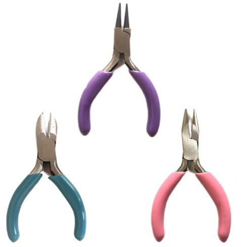 Alvhnt 3 in 1 Jewellery Pliers Set, Needle Nose Pliers, Round Nose Pliers and Wire Cutters, Mini Jewelry Making Tools Set