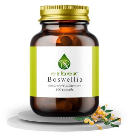 ERBEX - Boswellia 100 Capsule | Boswellia serrata e.s. tit. 65% Acidi Boswellici + Artiglio del Diavolo | Funzionalità Articolare e Mobilità