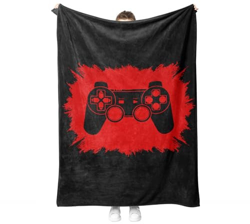Gaming Kuscheldecke Gamepad Flanell Decke Spielkonsolen-Muster Fleece Decke Flauschig Weich und Warme,Für Gamer Teens Erwachsene (Style E, 150x200cm)
