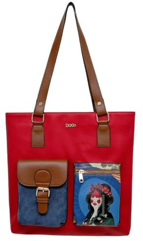 DOGO Handgefertigte Umhängetaschen aus veganem Leder für Damen, Tragetaschen mit verschiedenen Designs für Frauen, stilvolle und modische Wahl, Bring Your Colours to Life Red, Standard