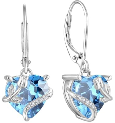 Starnny Damen Ohrringe Silber 925 Herz Rosen blumen Ohrringe hängend Creolen Baumeln 3A Zirkonia Schmuck für Frauen