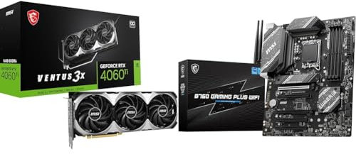 MSI GeForce RTX 4060 Ti VENTUS 3X 16G OC Graphics Card - RTX 4060 Ti GPU, 16GB GDDR6 & B760 GAMING PLUS WIFI Motherboard, ATX - Supports Intel 12th & 13th Gen Core Processors