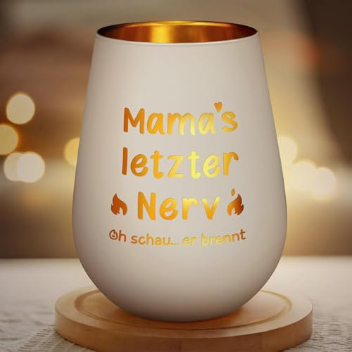 Geschenk für Mama, Glas Kerzenhalter Romantischer Teelichtglas Mama Geschenk, Personalisiertes Windlicht mit Gravur Besondere Geschenk Mama, Muttertagsgeschenk für Mama, Geburtstagsgeschenk für Mama