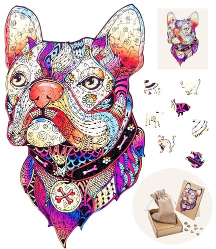 Engelhart - 602050 - Holzpuzzle Tiere: Hund A4 (21 x 29,7 cm) - Einzigartige 160-Teile-Holzform - Dekoratives Erwachsenenpuzzle aus Pappelholz - Ab 12 Jahren