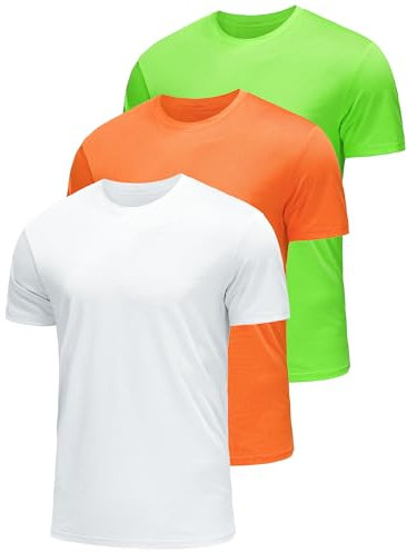 ANGEL CITIZ Mens T-Shirts Multipack Orange Hi Vis T Shirt Running Shirt Quick Dry T Shirt Quick Dry T Shirts for Men UK M