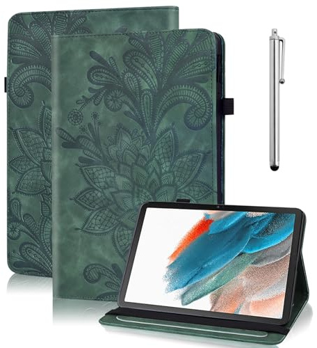 TUOLISG Schutzhülle für iPad Mini 7 A17 Pro, iPad Mini 7. / 6. Generation (8,3 Zoll 2024/2021), luxuriöse Schutzhülle aus PU-Leder mit Standfunktion und Eingabestift, Grün