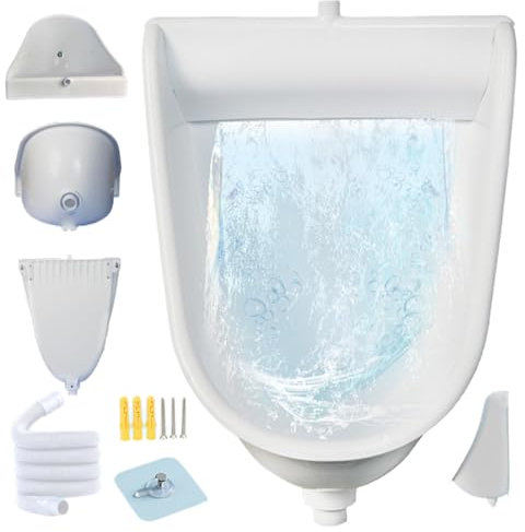Weduspaty Wasserloser Urinal mit Schlauch, weißes wasserloses Urinal für Männer 12,6x9.5x18.5 spritzsichere Urinale mit 59 Schlauchwandmontage Plastikurinal für Gartenschuppen im Hinterhof