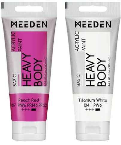 MEEDEN Peinture Acrylique Rouge Pêche: 100 ml Tube Peinture Acrylique Epaisse avec Couleur Blanche Titane Supplémentaire pour Toile Art Peinture