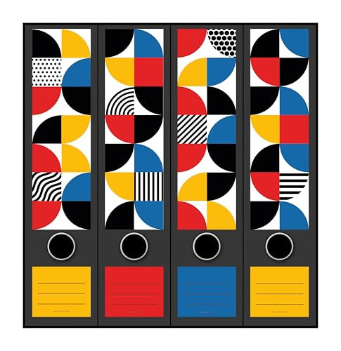 4er Set breite Ordnerrücken Homage Retro Pattern File Art Ordner Etiketten Deko AJ 2402