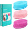 Silicone Loofah Exfoliating Body Scrubber Set of 3 Soft Bath Sponge Shower Brush Silicone Body Scrubber Loofah for Sensitive Kids Women Men All Kinds of Skin (Blue&Rose&Pink)