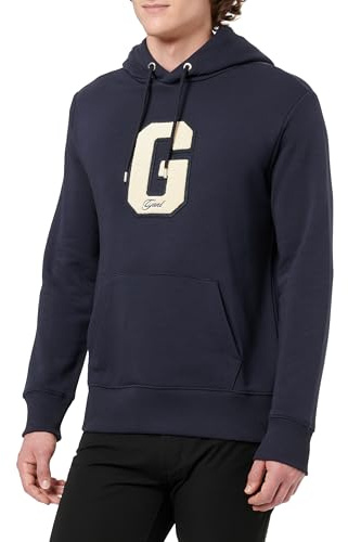 GANT Herren G Badge Hoodie Kapuzenpullover, Evening Blue, L EU