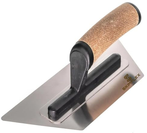 Skimflex Venetian Plaster Trowel 240mm – Flexible Trapezoidlade with Cork Handle – Microcement Finishing Tool for Decorative Plastering Stainless Steel B