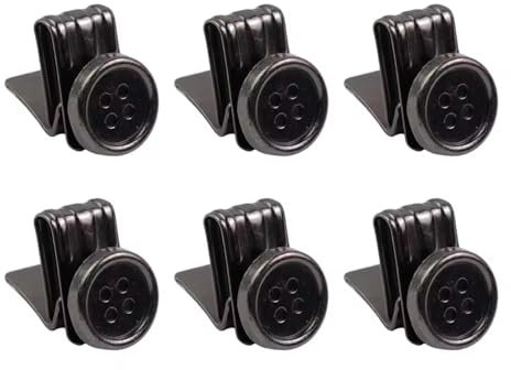 6 Stk Schwarze Hosenträgerknöpfe, Entenschnabelschnalle, 2.5 * 2 * 1.2cm, Nähfreie Knöpfe für Herren, Kein Nähen Clip On Knöpfe, Riemenknöpfe, Bügeleisen Clipknopf, für Hosenträger, Jeans, Gürtel