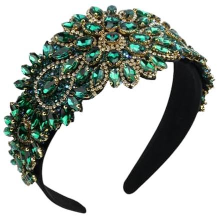 Serre-tête à fleurs pour femme avec grosses perles et strass EN8