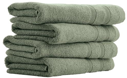 Uncover by Schiesser Handtuch Brooklyn im 4er Set | 100% Baumwolle | Oeko-TEX | Weich, saugstark, schnelltrocknend | 50x100cm | Grün