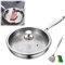 Titan Frying Pan with Lid and Spatula, Uncoated Pan, 26/28/30 cm, Titanium Pan, Premium Pan, Scratch-Resistant, Non-Stick Titanium Pan Nutrition for Cooking, Kitchen and Camping