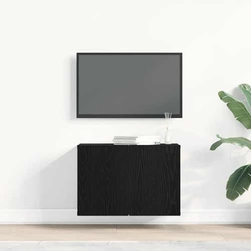 Gecheer Stylish Engineered Wood TV Cabinet with Space-Saving Wall-Mount Option - Black Oak Model862194