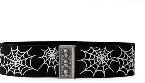 Generisch Schwarzer Stretch-Taillengürtel mit Spinnennetz-Motiv – Gothic Punk & Rockabilly Helloween Damenmode Gürtel
