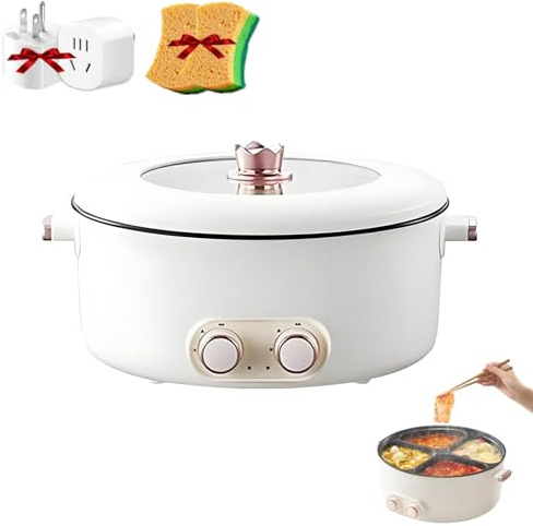 Four Grid Multifunctional Stew Pot,Multifunctional Electric Pot 4 Compartment,6L Large Capacity,One Pot with 4 Flavors,Independent Temperature Control On Both Sides,Multi Cooking Experience (A)