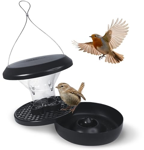 SWISSINNO Vogelfutterhaus zum Aufhängen Chur SMART Birds EICHHÖRNCHENRESISTENT – Massives Aluminium-Druckguss-Gehäuse, UV-beständiges ASA-Dach & SAN-Futterbehälter