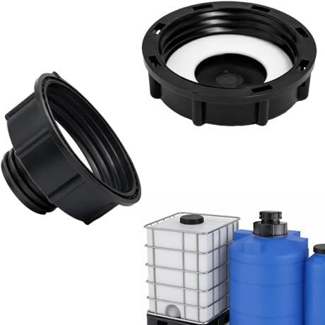 Flewdart Adaptateur IBC s100 x8 vers s60 x6 et Bouchon cuv S60x6 pour Réservoir IBC 1000ml, vanne de fût, arrosage du Jardin Adaptateurs de Robinet Outils, s100x8 à réduction s60x6 (S100 vers S60)