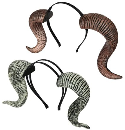 2Pcs RAM Horn Hair Hoop Halloween Cosplay Headdress for Kids | PU and Foam Build, Cool Festive Shape, Photo Shoots and Halloween Costume Accessory Set