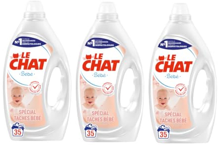 Le Chat Sensitive Bébé - Lessive Liquide Hypoallergénique - Développée avec des Pédiatres - Sans Conservateurs - 105 Lavages