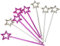 Unique Party - 74043 - Paquet de 8 Mini-Baguettes Magiques Étoiles pour Pochettes - Cadeau, Argenté, Rose.