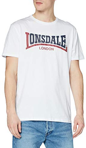 Lonsdale Herren T-shirt met bandjes two tone Langarmshirt, Weiß, L EU