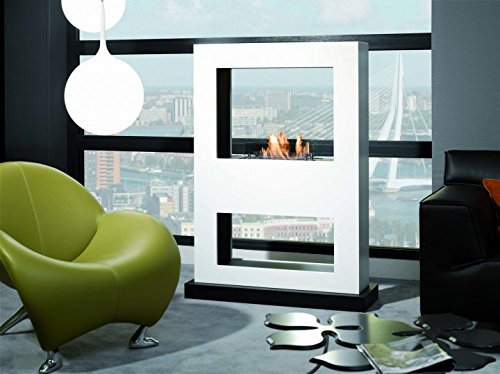 Ruby Fires Bio Flame Kamin Lasize weiss mit keramischen Brenner, freistehend, auf Rollen