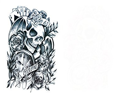 Tatto Tättowierung echter Look Skin Totenkopf Rosen Dragon Buddha - Model (Life is a Game)