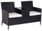 Outsunny Garden Rattan 2 Seater Companion Seat Wicker Love Seat Weave Partner Bench w/Cushions Patio Outdoor Furniture (Black)