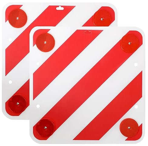 2x WARNTAFEL ROT-WEIß KUNSTSTOFF 50x50cm MIT RÜCKSTRAHLER SONDERLASTEN WOHNWAGEN WARNSCHILD FAHRRADTRÄGER HECKTRÄGER CARAVAN