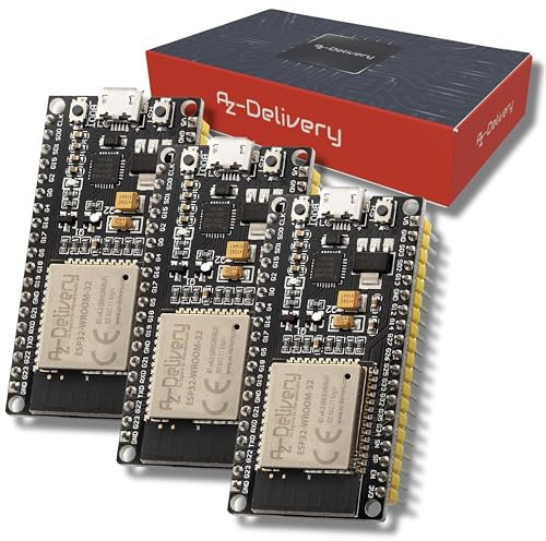 AZDelivery 3 x ESP32 NodeMCU Module WLAN WiFi Dev Kit C Development Board mit CP2102 (Nachfolgermodell zum ESP8266) kompatibel mit Arduino und inklusive E-Book!…