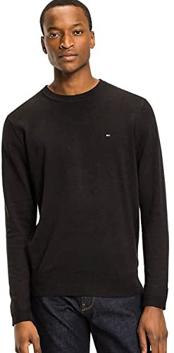 Tommy Hilfiger Core Cotton-Silk Cneck, Felpa Uomo, Nero (Flag Black 032), Medium