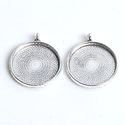 Perlin - 12stk Metall Anhänger Fassungen für 18mm Runde Cabochon-Fassung Rahmen Charm Medaillons M529 x2