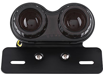 Qiilu Motorcycle LED Tail Lamp Brake Indicator Turn Signal Light for Custom Cafe Racer Red Light