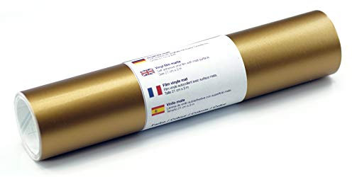 Selbstklebende Wandtattoo-/ Plotterfolie Vinylfolie matt 21 cm x 3 m, Farbe:Gold