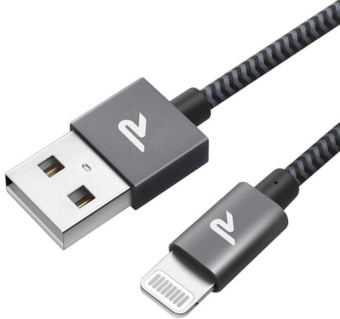 RAMPOW iPhone Ladekabel 2m,iPhone Ladekabel, Lightning Kabel, Apple MFi Zertifiziert, iPhone Kabel Kompatibel mit iPhone 13,iPhone 12, iPhone 11, iPhone X, iPhone 8, iPhone 7, iPhone 6-2m Grau