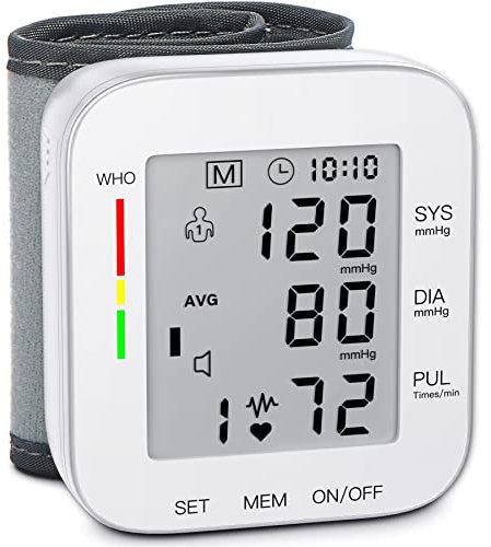 MMIZOO Wrist Blood Pressure Monitor Bp Monitor Large LCD Display Blood Pressure Machine Adjustable Wrist Cuff 5.31-7.68inch Automatic 99x2 Sets Memory with Carrying Case for Home Use (W1681)