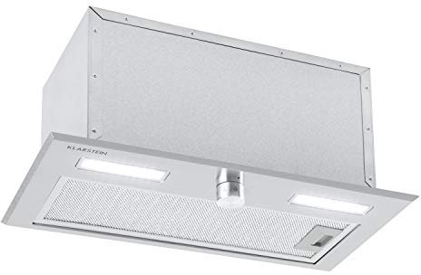 Klarstein Simplica 52 campana extractora - 52 cm de ancho, extracción de 400 m³/h, función de ventilación, botón giratorio, 3 niveles, iluminación LED de 1,5 W, acero inoxidable