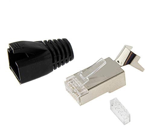 10x Netzwerkstecker Schwarz CAT 7 6A RJ45 LAN Netzwerk Crimp Stecker Knickschutz