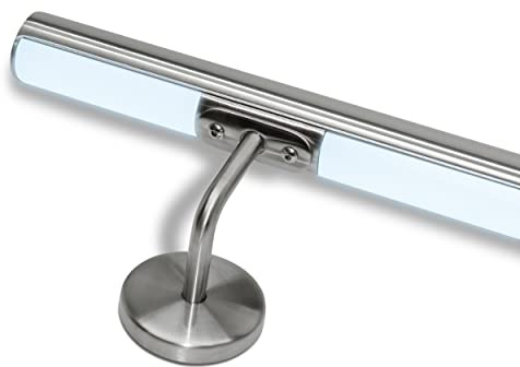Stainless Steel Stair Handrail with Natural White LED Multicolour LED Preparation (300 cm, Handrail with LED Cool Light 6500 K)