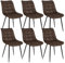 WOLTU Esszimmerstühle 6er Set Küchenstuhl Polsterstuhl Wohnzimmerstuhl Sessel mit Rückenlehne, Sitzfläche aus Stoffbezug, Metallbeine, Dunkelbraun BH247dbr-6