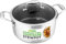 5QT Stainless Steel Stew Pot - Triply Kitchenware Stew Pot with Glass Lid - Dakin Etching Non-Stick Coating, Scratch-Resistant Raised-up Honeycomb Fire Textured Pattern - NutriChef NC3PCAS
