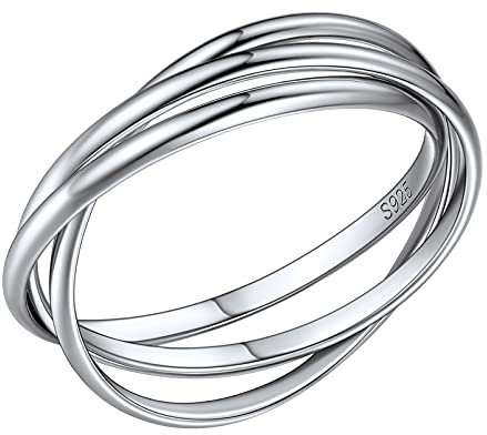 PROSILVER 925 Sterlingsilber Verlobungsring für Damen Mädchen 3er-Ringe Wickelring Ehering Trauring Hochzeitsring Fingerring Minimalist Finger Schmuck Größe 49