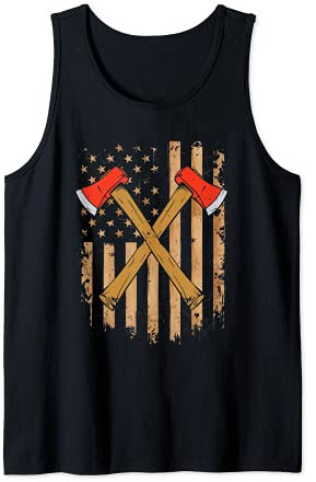American Flag Axe Throwing Hatchet Thrower Lumberjack Tank Top